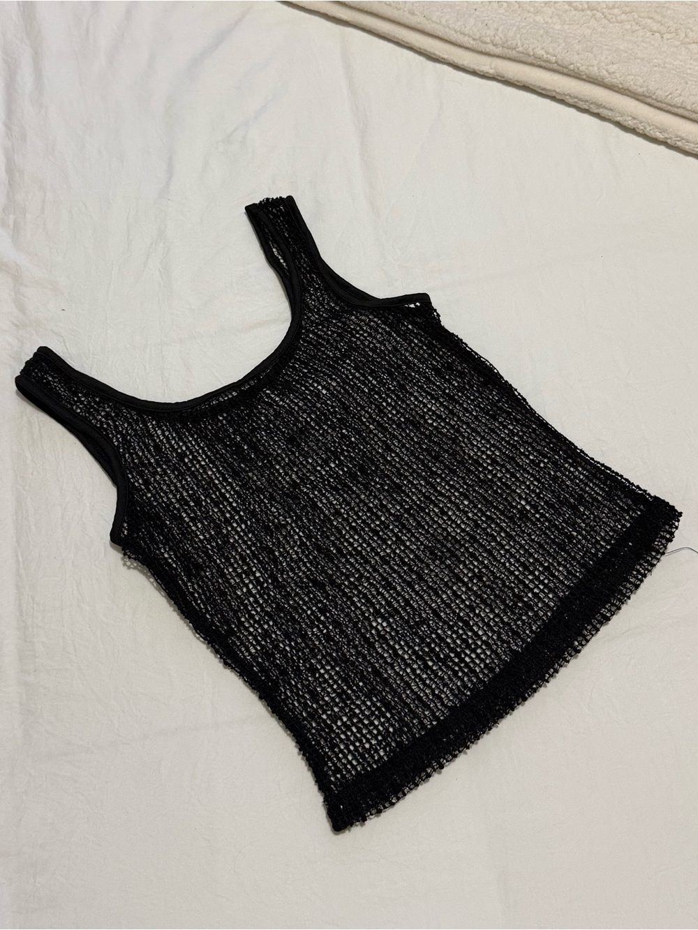 Black Sheer Knit Tank Top